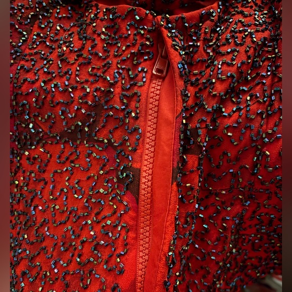 Stunning Vintage Andretta Donatello Beaded Silk Sleeveless Top Red Size XL - Picture 7 of 9